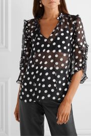 Alice   Olivia - Julius ruffled polka-dot fil coup   silk-blend chiffon blouse at Net A Porter